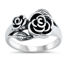 Load image into Gallery viewer, Sterling Silver Oxidized Roses Ring