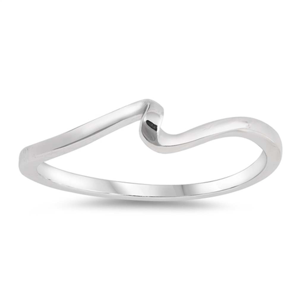 Sterling Silver Rhodium Plated Twisted Wave Shaped Plain RingsAnd Face Height 4mm