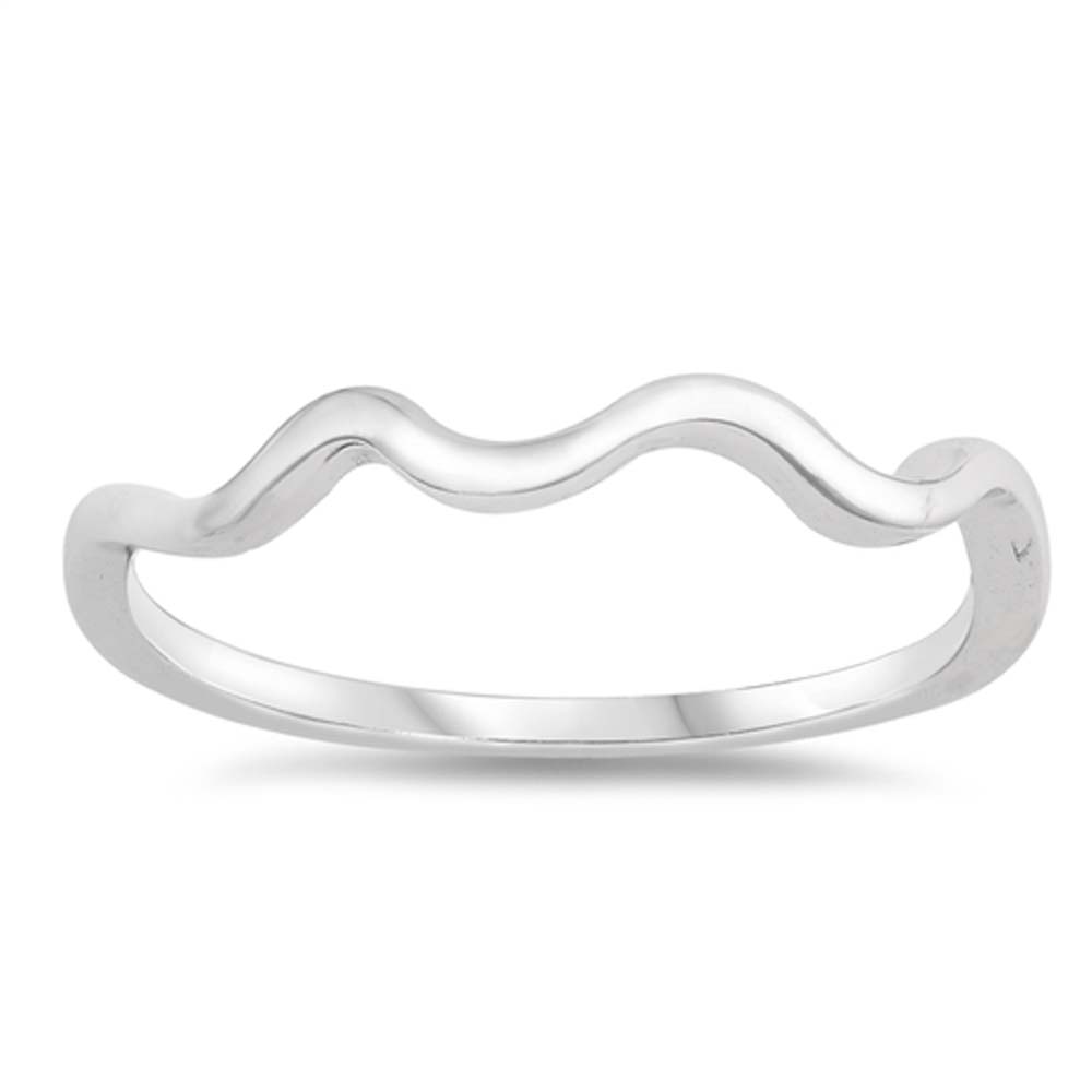Sterling Silver Rhodium Plated Wave Shaped Plain RingsAnd Face Height 3mm