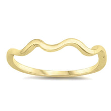 Load image into Gallery viewer, Sterling Silver Yellow Gold Plated Wave Shaped Plain RingsAnd Face Height 3mm