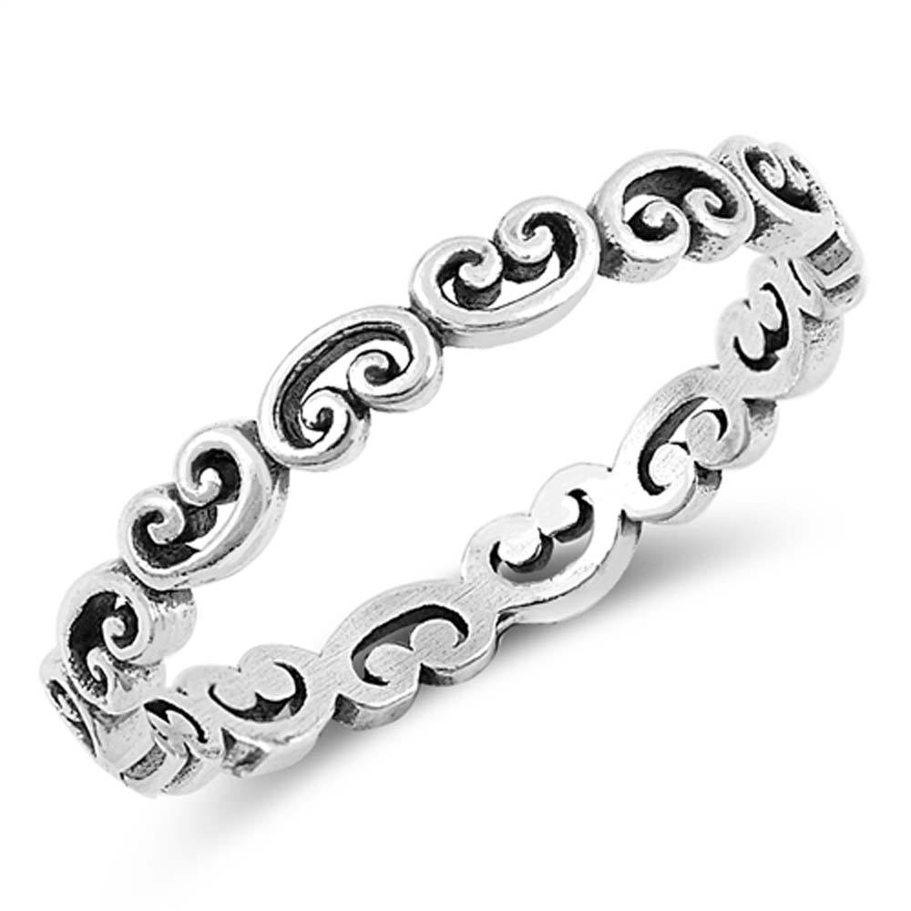 Sterling Silver Oxidized Celtic Shaped Plain RingsAnd Face Height 3mm