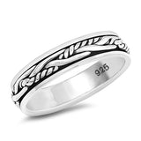 Sterling Silver Oxidized Rope Mens Ring Face Height-5mm