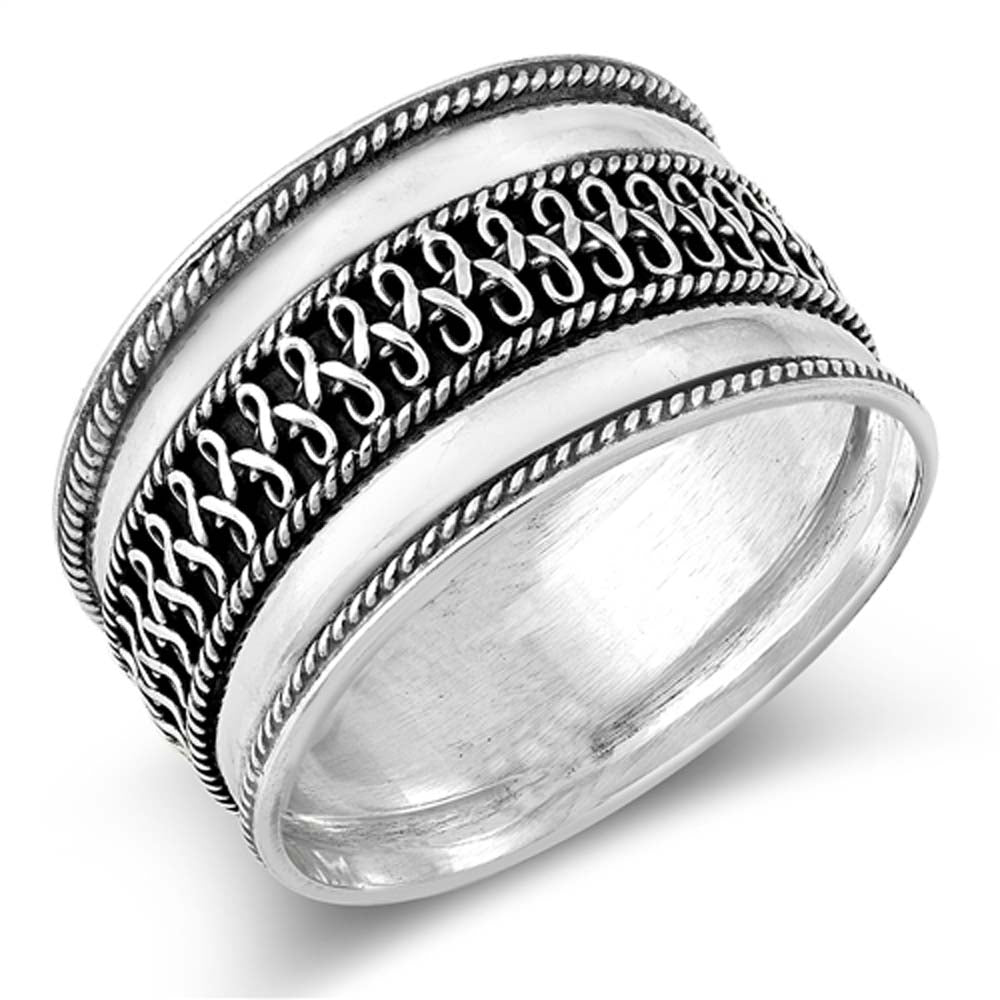 Sterling Silver Oxidized Bali Design Ring