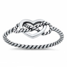 Load image into Gallery viewer, Sterling Silver Heart Rope Ring
