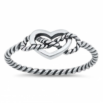 Sterling Silver Heart Rope Ring