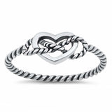 Sterling Silver Heart Rope Ring