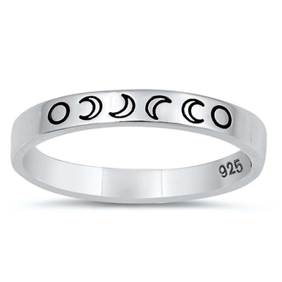 Sterling Silver Oxidized Moon Phases Ring