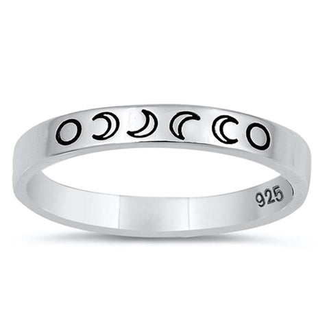 Sterling Silver Oxidized Moon Phases Ring