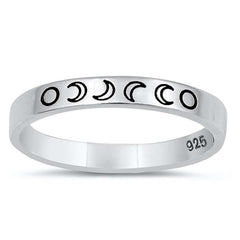 Sterling Silver Oxidized Moon Phases Ring