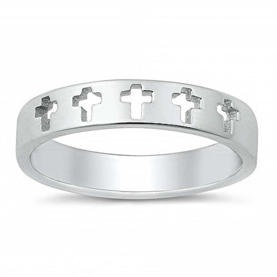 Sterling Silver Cross Band Ring