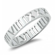 Load image into Gallery viewer, Sterling Silver Roman Numerak Band Ring