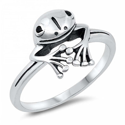 Sterling Silver Peeping Frog Ring