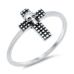 Sterling Silver Skull Cross Ring