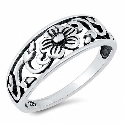 Sterling Silver Flower Filigree Ring