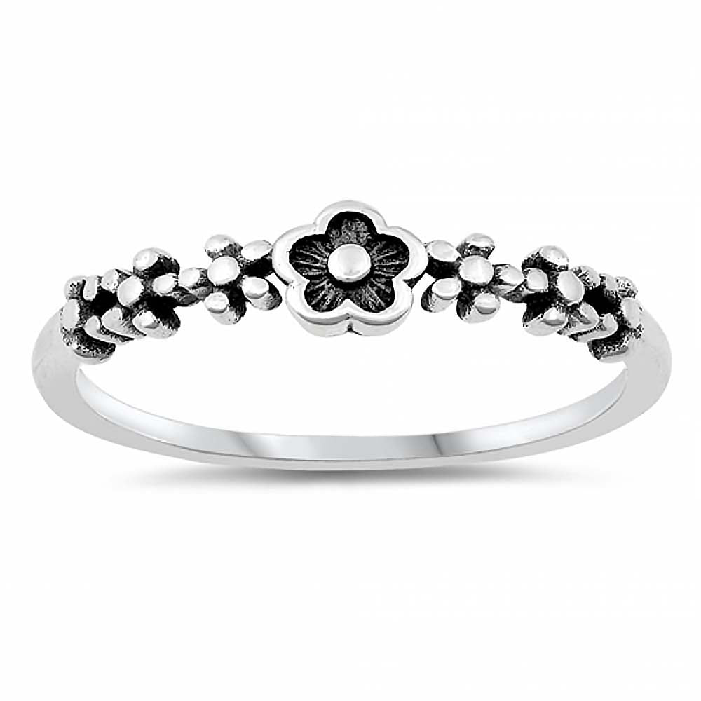 Sterling Silver Flowers Ring