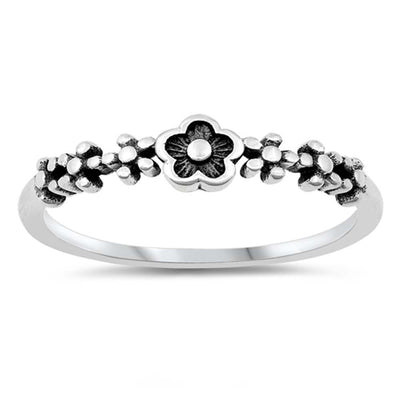 Sterling Silver Flowers Ring