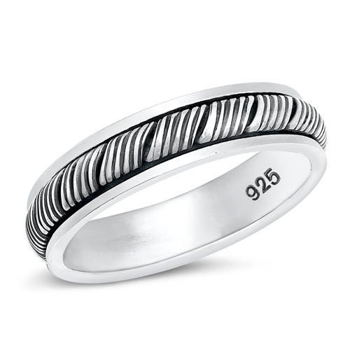 Sterling Silver Polished Braid Plain Ring Face Height-5mm