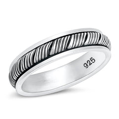 Sterling Silver Polished Braid Plain Ring Face Height-5mm