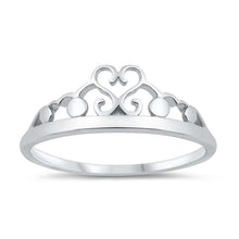 Load image into Gallery viewer, Sterling Silver High Polish Heart Crown Ring