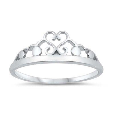 Sterling Silver High Polish Heart Crown Ring