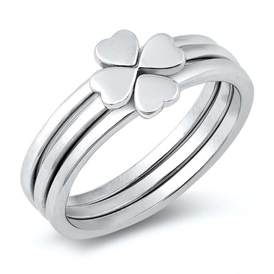 Sterling Silver Rhodium Plated Heart Puzzle Ring