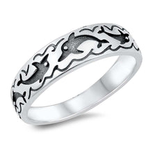 Load image into Gallery viewer, Sterling Silver Oxidized Dolphin Ring