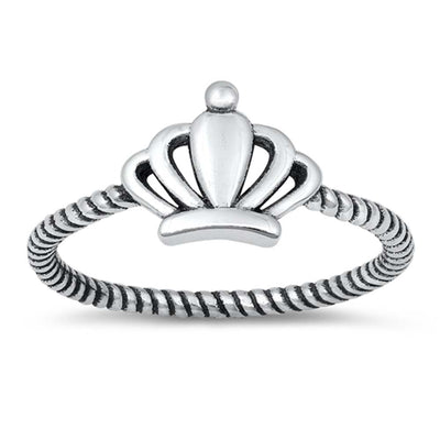 Sterling Silver Oxidized Crown Ring