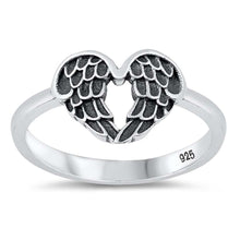 Load image into Gallery viewer, Sterling Silver Oxidized Heart Wings Ring