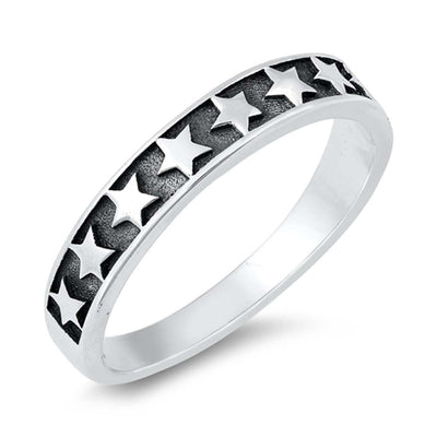 Sterling Silver Oxidized Stars Ring