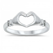 Load image into Gallery viewer, Sterling Silver Heart Hands Ring