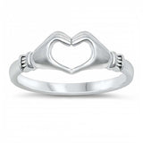 Sterling Silver Heart Hands Ring