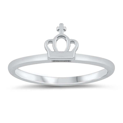 Sterling Silver Rhodium Plated Crown Ring