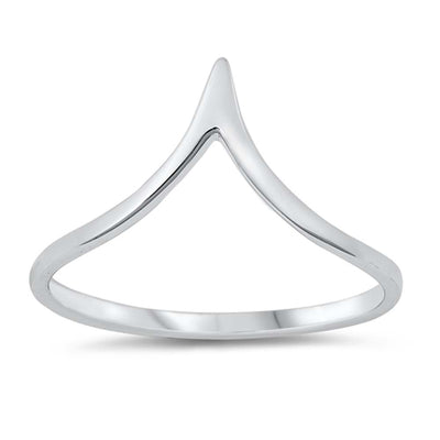 Sterling Silver Rhodium Plated V Shaped Ring