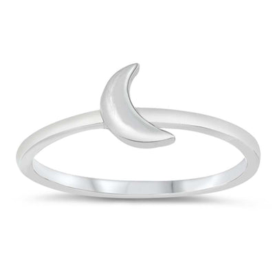 Sterling Silver Polished Crescent Moon Ring