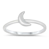 Sterling Silver Polished Crescent Moon Ring