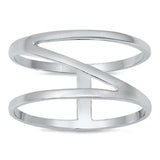 Sterling Silver Rhodium Plated Caged Ring