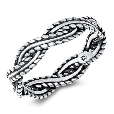 Sterling Silver Oxidized Braided Band Ring