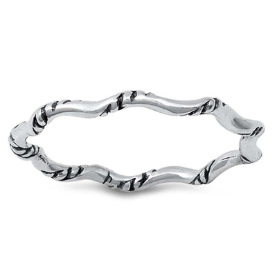 Sterling Silver Oxidized Wavy Rope Ring