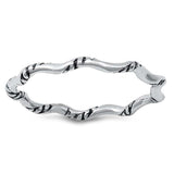 Sterling Silver Oxidized Wavy Rope Ring