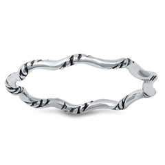 Sterling Silver Oxidized Wavy Rope Ring