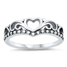 Load image into Gallery viewer, Sterling Silver Oxidized Heart Crown Ring