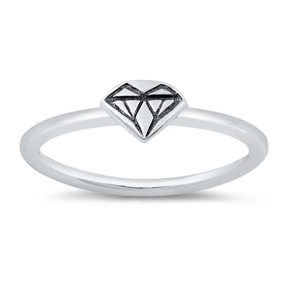 Sterling Silver High Polish Diamond Ring