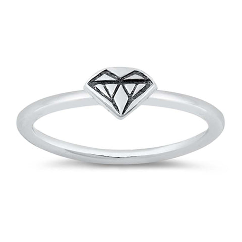Sterling Silver High Polish Diamond Ring