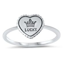 Load image into Gallery viewer, Sterling Silver Oxidized Lucky Crown Heart Ring