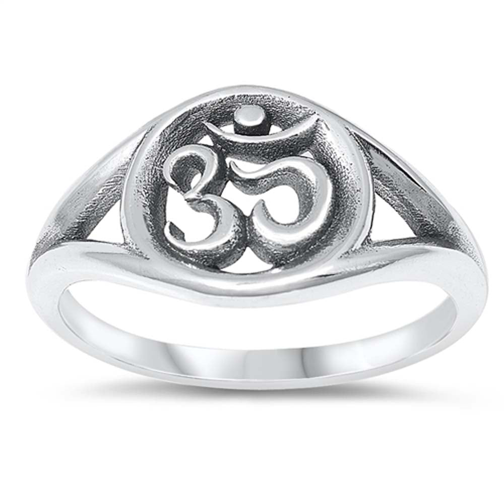 Sterling Silver Oxidize Om Ring