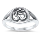 Sterling Silver Oxidize Om Ring