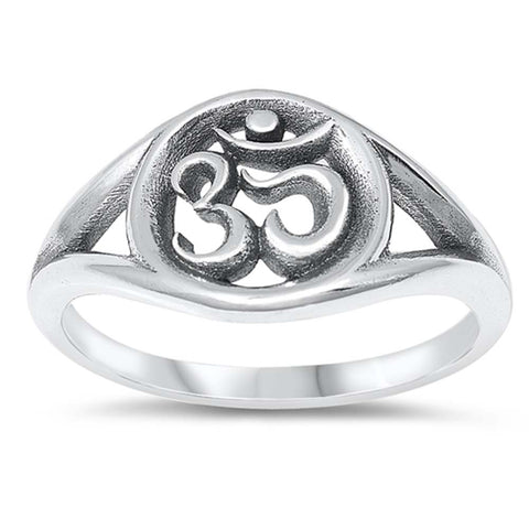 Sterling Silver Oxidize Om Ring