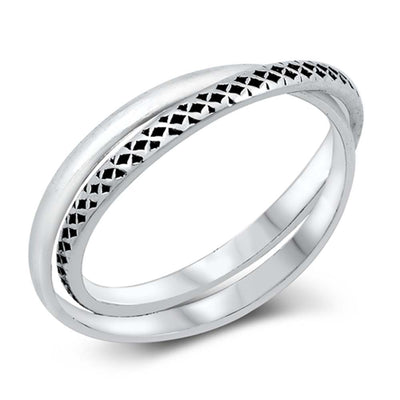 Sterling Silver Oxidized Two Bands Ring