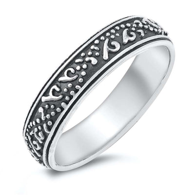 Sterling Silver Band With Design  Ring