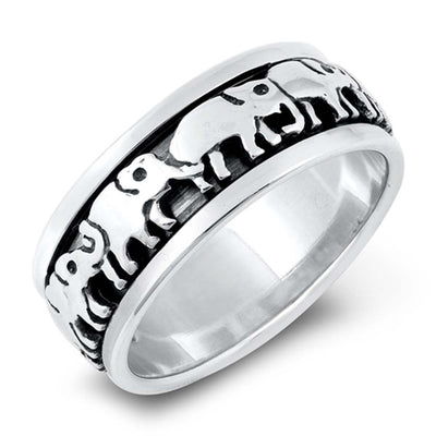 Sterling Silver Elephants Ring